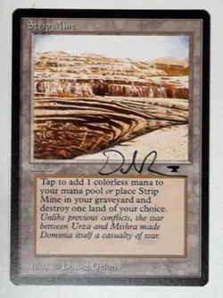 1x V1304: Strip Mine: NM: Antiquities: Signed/Autographed: Daniel Gelon: Black - Image 1