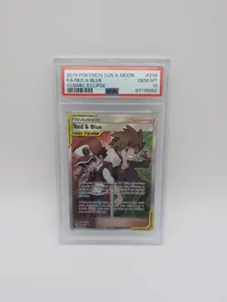PSA 10 GEM Mint Pokemon Red & Blue (Full Art) #234/236 Sm-Cosmic Eclipse Holo - Image 1