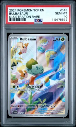 2024 POKEMON SCR EN-STELLAR CROWN ILLUSTRATION RARE #143 BULBASAUR PSA 10 - Image 1