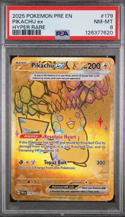 Pikachu EX 2025 Pokemon Pre EN-Prismatic Evolutions #179 Hyper Rare PSA 8 - Image 1