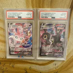 Umbreon and Sylveon VMAX Brilliant Stars Full Art Rare PSA 10 Pokemon TCG - Image 1