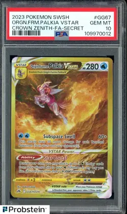Pokemon Crown Zenith Origin Forme Palkia GG67 PSA 10 Gem Mint - Image 1