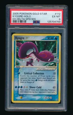 2005 POKEMON EX DELTA SPECIES GOLD STAR #112 KYOGRE-HOLO PSA 6 - Image 1