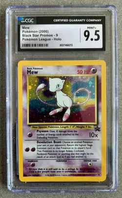CGC 9.5 MINT+ Pokemon Mew #9 Holo Black Star Promo 2000 League Rare New Low Pop - Image 1