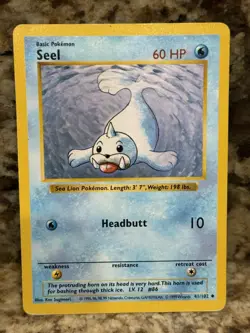Seel 41/102 Uncommon Shadowless Base Set LP Vintage Pokemon WoTC 1999 - Image 1
