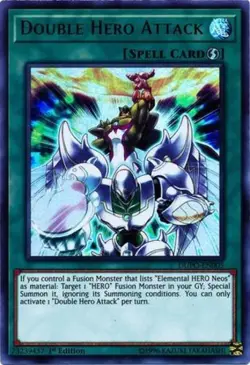 Double Hero Attack - DUPO-EN005 - Ultra Rare - 1st Edition Near Mint Yugioh! Car - Image 1