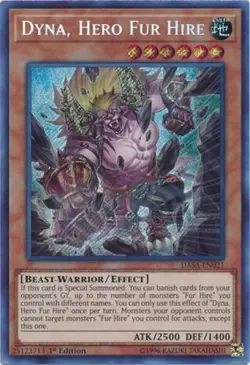 Dyna, Hero Fur Hire - DASA-EN021 - Secret Rare - 1st Edition Near Mint Yugioh! C - Image 1