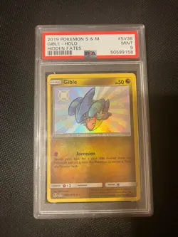 Gible Shiny Holo PSA 9 2019 Hidden Fates #SV38 Pokemon Card - Image 1