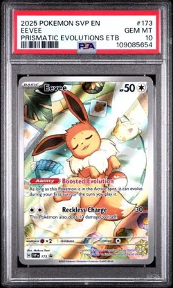 PSA 10 Eevee 173 SVP en Prismatic Evolutions ETB Promo Pokemon Card GEM MINT - Image 1