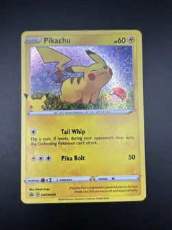 Pokemon TCG 2020 General Mills Black Star Promo Card -- Pikachu SWSH039 Holo - Image 1