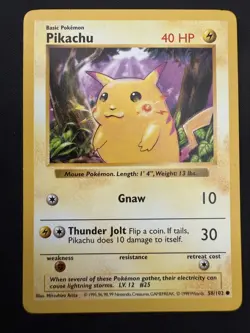 Pikachu Red Cheeks Shadowless 58/102 Base Set 1999 Pokemon TCG Card LP - Image 1