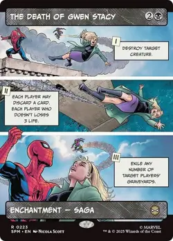 FOIL Borderless THE DEATH OF GWEN STACY mtg NM Marvel's Spider-Man 1 Rare PANEL - Image 1