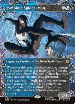 FOIL Borderless SYMBIOTE SPIDER-MAN mtg NM Marvel's Spider-Man 1 Rare - Image 1