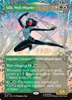 FOIL Borderless SILK, WEB WEAVER mtg NM Marvel's Spider-Man 1 Rare - Image 1