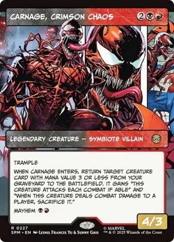 FOIL Borderless CARNAGE, CRIMSON CHAOS mtg NM Marvel's Spider-Man 1 Rare PANEL - Image 1