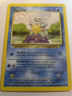 Pokemon Base Set Squirtle Unlimited Common 63/102 MP - Image 1