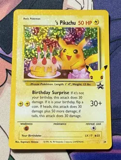 Pokemon Celebrations Classic Collection Birthday Surprise Pikachu #24 NM-Mint - Image 1
