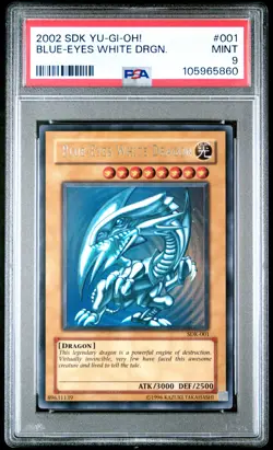 2002 YU-GI-OH! STARTER DECK: KAIBA #001 BLUE-EYES WHITE DRAGON PSA 9 - Image 1
