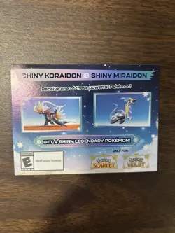 Shiny Koraidon & Miraidon Pokemon Scarlet Violet Code Card Gamestop unscratched - Image 1
