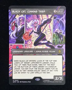 2025 Magic The Gathering MTG Marvel EN R 0222 Black Cat Cunning Thief KM035 #3 - Image 1