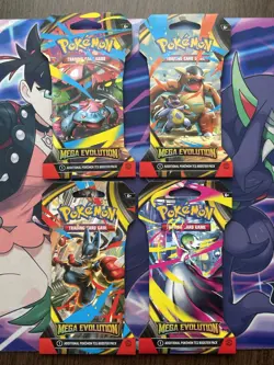 Pokemon TCG (4) Mega Evolutions Sleeved Booster Packs - Full Art Set - Image 1