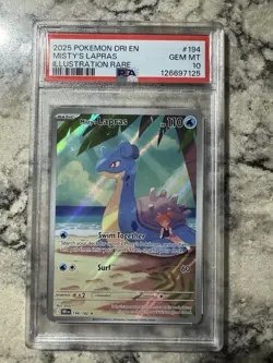 2025 POKEMON DRI EN-DESTINED RIVALS ILLUSTRATION RARE #194 MISTY'S LAPRAS PSA 10 - Image 1