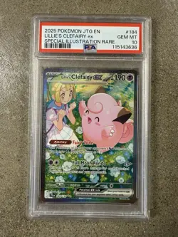 2025 POKEMON JTG SPECIAL ILLUSTRATION RARE #184 LILLIE'S CLEFAIRY EX PSA 10 - Image 1