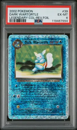 Pokemon Dark Wartortle Reverse Holo 2002 Legendary Collection #39 PSA 6 EX-MT - Image 1