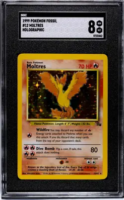 1999 Pokemon Fossil - #12 Moltres 12/62 - HOLO - SGC 8 - Image 1