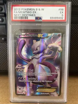 2012 POKEMON BLACK & WHITE NEXT DESTINIES MEWTWO EX #98 FULL ART VINTAGE PSA 5 - Image 1