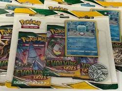 Lot of (10) Pokemon TCG Evolving Skies 3-Pack Blisters SEALED w/ Eiscue Promo - Image 3
