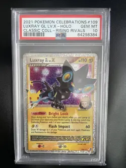 POKEMON 2021 Celebrations Classic Coll LUXRAY LV. X Holo #109 PSA 10 Gem Mint - Image 1