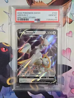 2022 POKEMON SWORD & SHIELD BRILLIANT STARS #122 ARCEUS V PSA 10 - Image 1