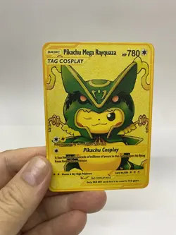 Pikachu Meg Rayquzaz Gold Metal Pokemon Card-Collectible Gift Display Christmas - Image 2
