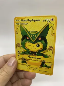 Pikachu Meg Rayquzaz Gold Metal Pokemon Card-Collectible Gift Display Christmas - Image 4