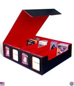 Magnetic Trading Card Storage Box with Window Slot for 35pt Cards - Black Color - Image 1