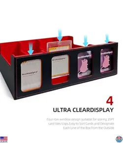Magnetic Trading Card Storage Box with Window Slot for 35pt Cards - Black Color - Image 4