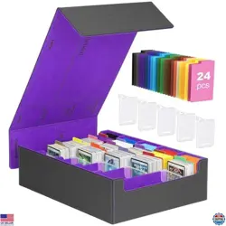 MoKo 3800+ Card Storage Box - MTG Deck Organizer with 24 Dividers & 5 Supporters - Image 1