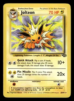 Jolteon 20/64 Rare Jungle Set Pokemon Card NM - Image 1