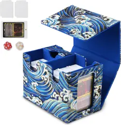 Card Deck Box for Commander Display, Wave Blue, Fits 200+ Double Sleeved Cards, - Image 1