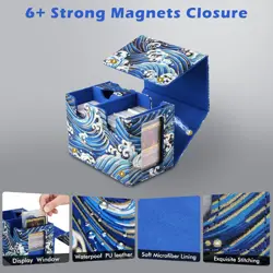 Card Deck Box for Commander Display, Wave Blue, Fits 200+ Double Sleeved Cards, - Image 4