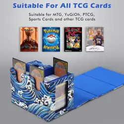 Card Deck Box for Commander Display, Wave Blue, Fits 200+ Double Sleeved Cards, - Image 5