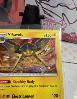 Galaxy HD swirl 🌀 Vikavolt SM208 Promo Black Star Cosmos Holo Pokemon Card TCG - Image 3