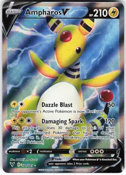 Ampharos V (Full Art) 171/185 Pokemon SWSH04: Vivid Voltage Holo Ultra Rare NM - Image 1