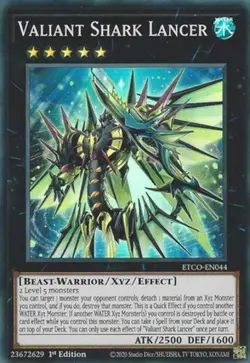 Valiant Shark Lancer - ETCO-EN044 - Super Rare - 1st Edition Near Mint Yugioh! C - Image 1