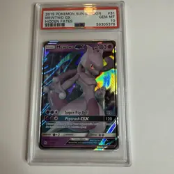 Mewtwo GX 31/68 Ultra Rare 2001 Sun & Moon Hidden Fates Pokemon TCG Card PSA 10 - Image 1