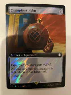 Champion’s Helm (1010) *SURGE FOIL* EXTENDED ART Fallout MTG NM/MT Combined Ship - Image 1