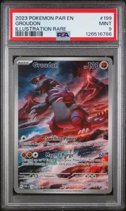 2023 POKEMON PAR EN-PARADOX RIFT ILLUSTRATION RARE #199 GROUDON PSA 9 - Image 1