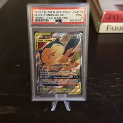 POKEMON 2019 SM BLACK STAR FULL ART EEVEE & SNORLAX GX PROMO #SM169 PSA 9 - Image 1