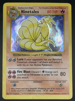 Pokemon TCG Shadowless Ninetales Base Set Holo WOTC 12/102 HP - Image 1